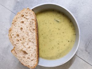 Zucchini and Leek Soup Served
