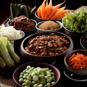 Korean inispired vegetables and legumes